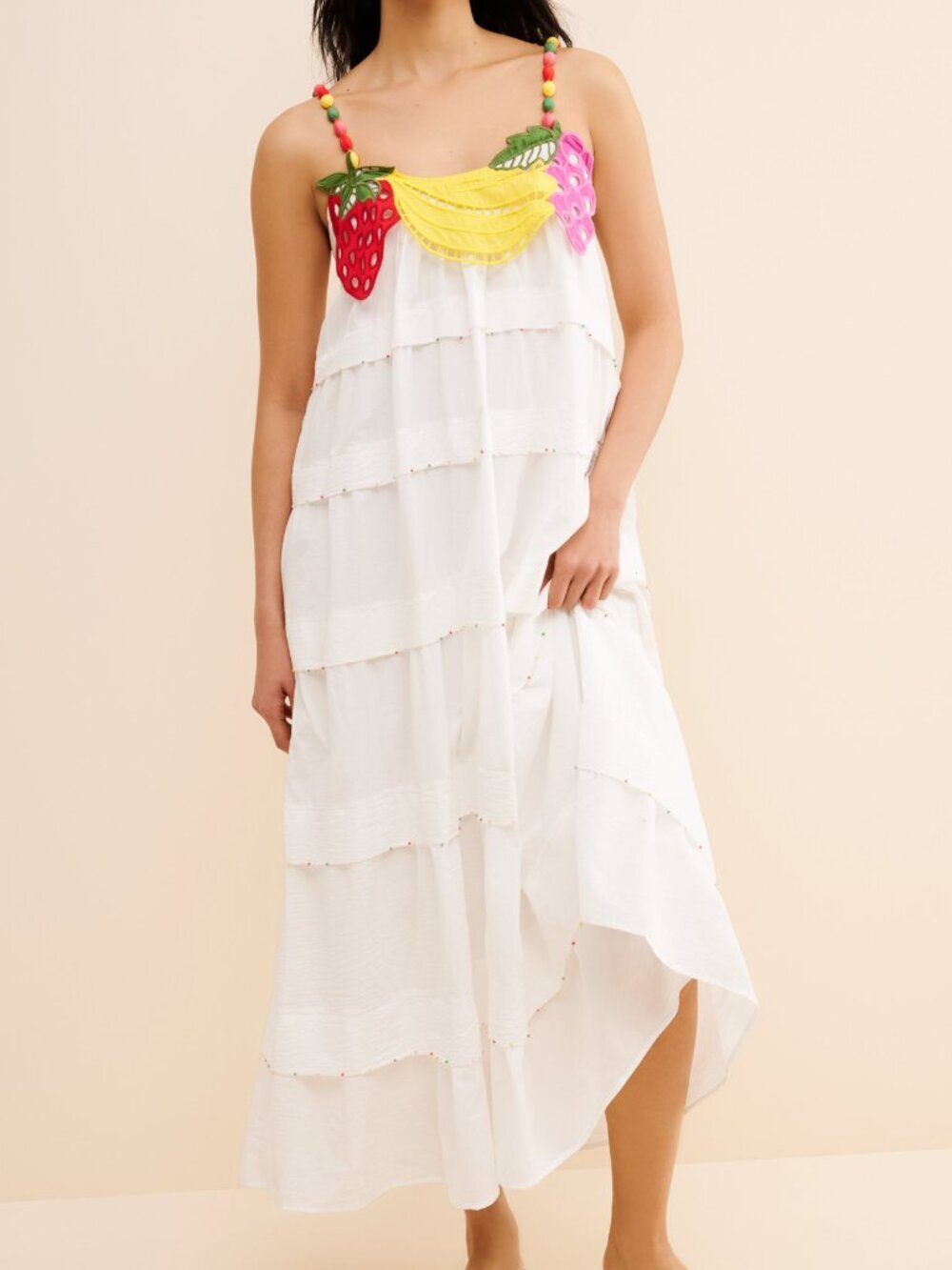 Farm Rio Fruits Richilieu Sleeveless Tiered Maxi Dress
